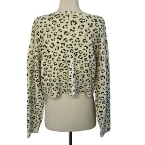 Intimately Free People Womens Leopard Ultra Soft Cropped Pullover Sweater Small
